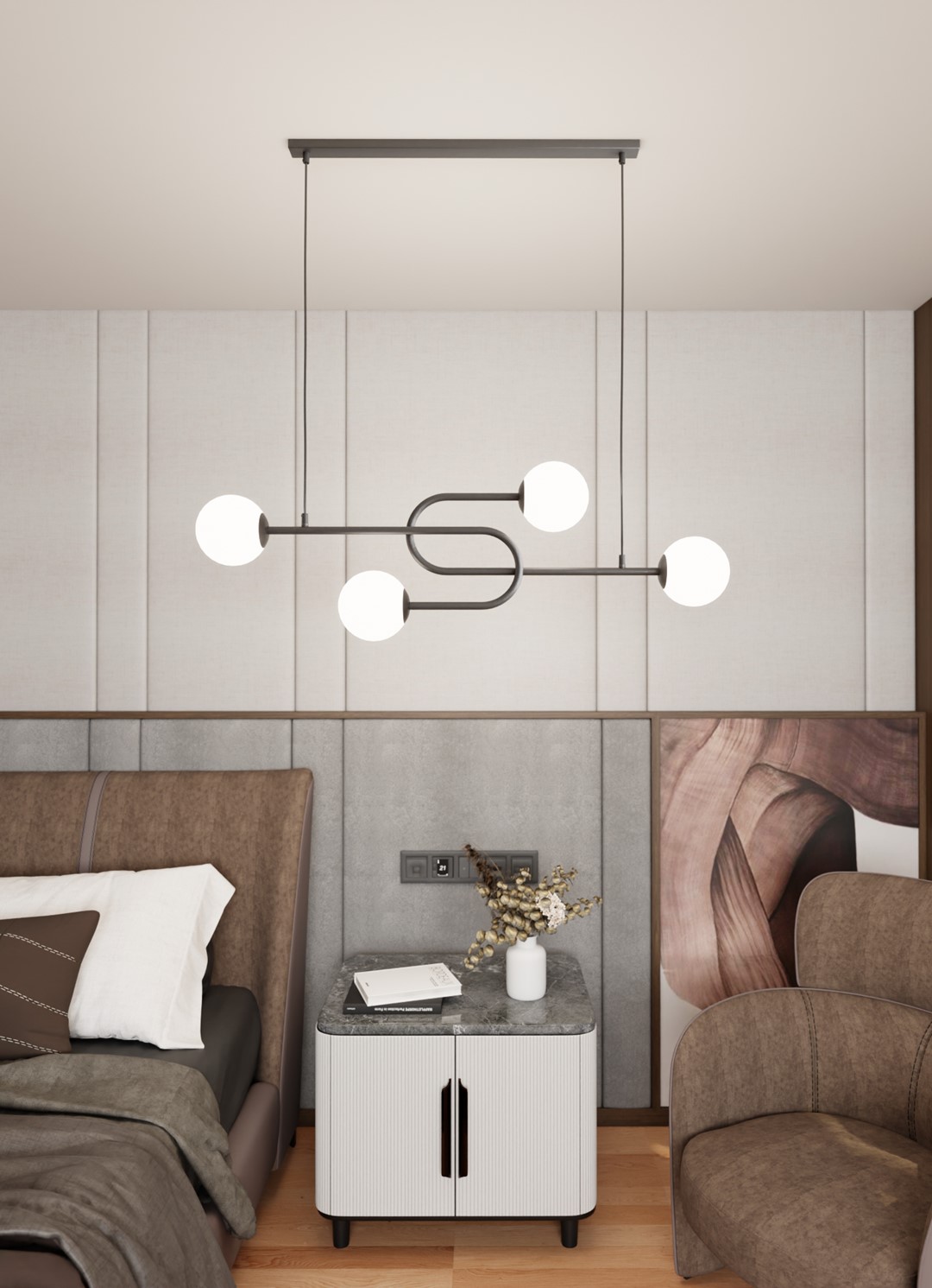Emibig Visilica ATRIA 230 V 10W MAX LED E14 Čelik/ Staklo Crna/Bijela