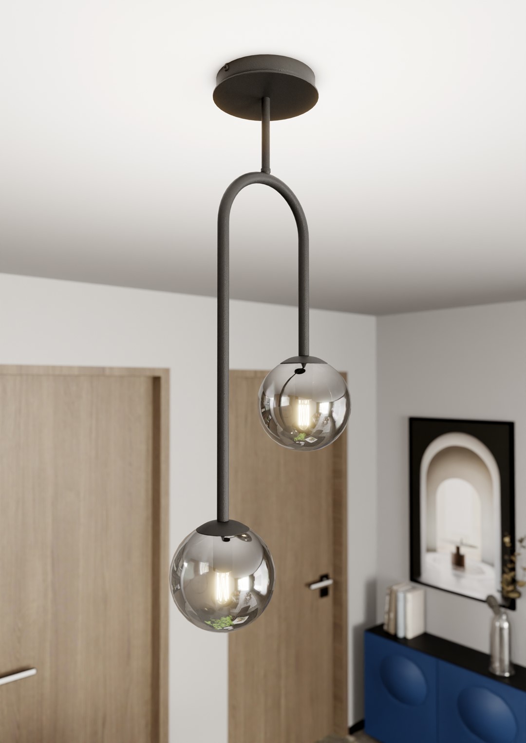 Emibig Visilica ATRIA 230 V 10W MAX LED E14 Čelik/ Staklo Crna/Srebrna