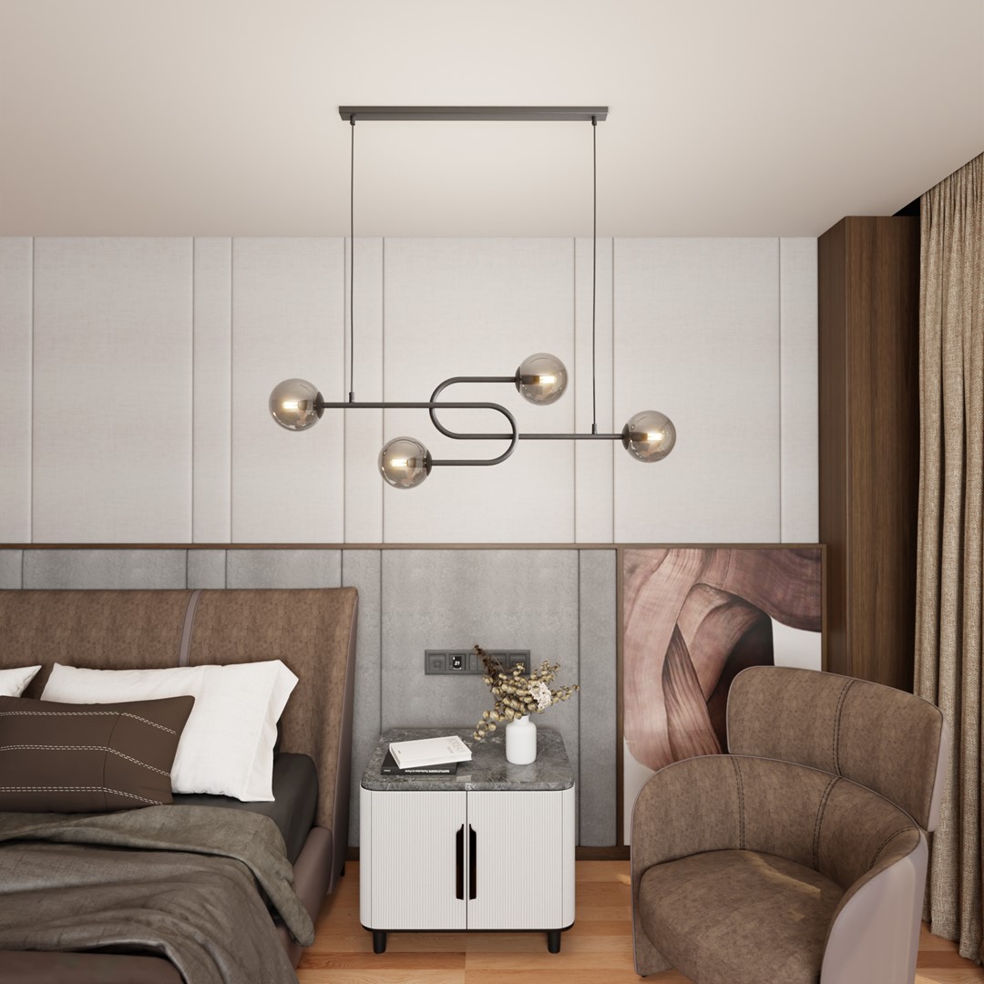 Emibig Visilica ATRIA 230 V 10W MAX LED E14 Čelik/ Staklo Crna/Srebrna