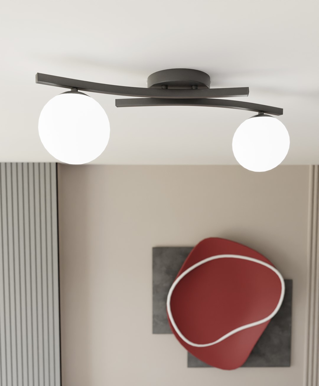 Emibig Stropna svjetiljka OPUS 230 V 10W MAX LED E14 Čelik/ Staklo Crna