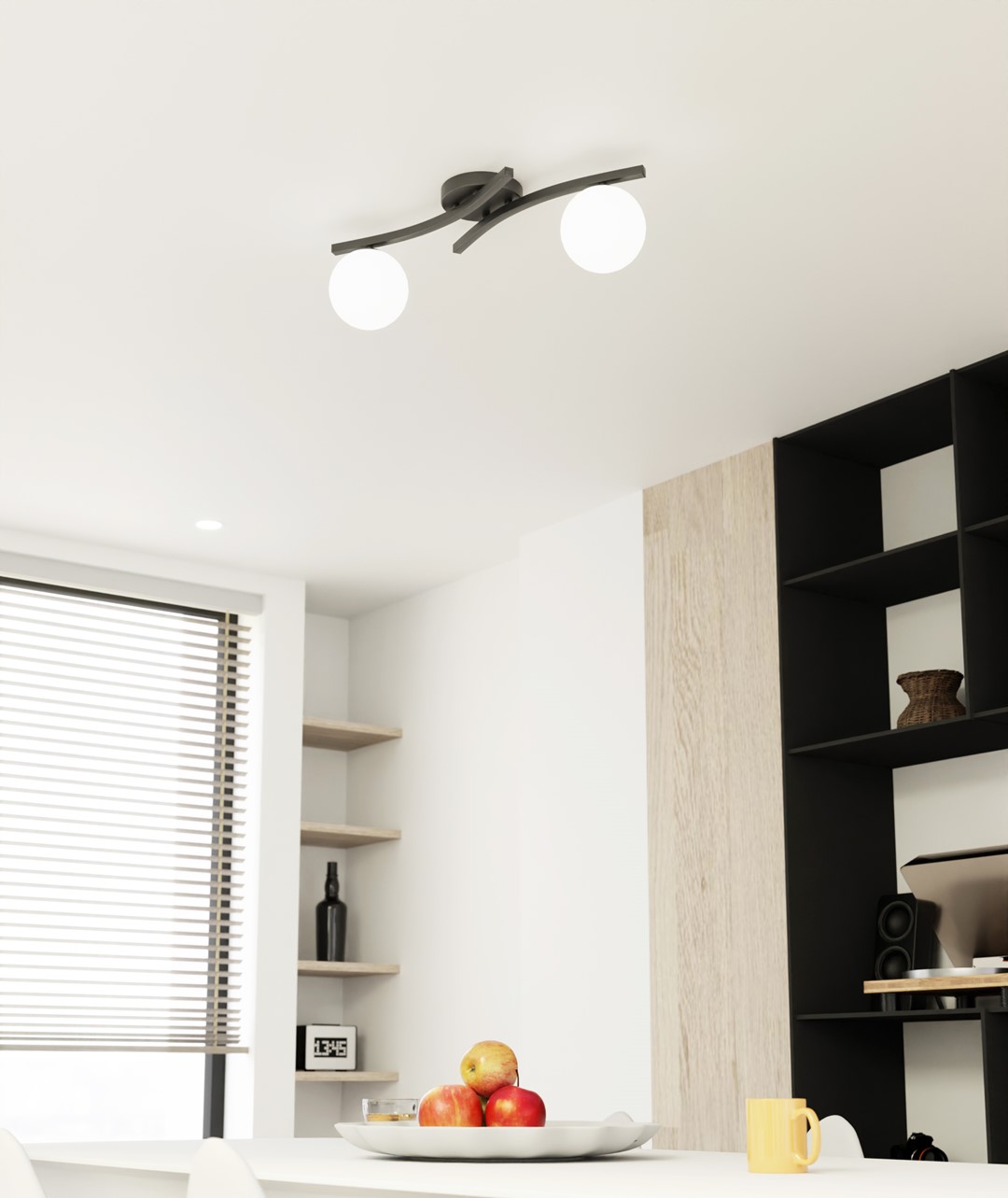 Emibig Stropna svjetiljka OPUS 230 V 10W MAX LED E14 Čelik/ Staklo Crna