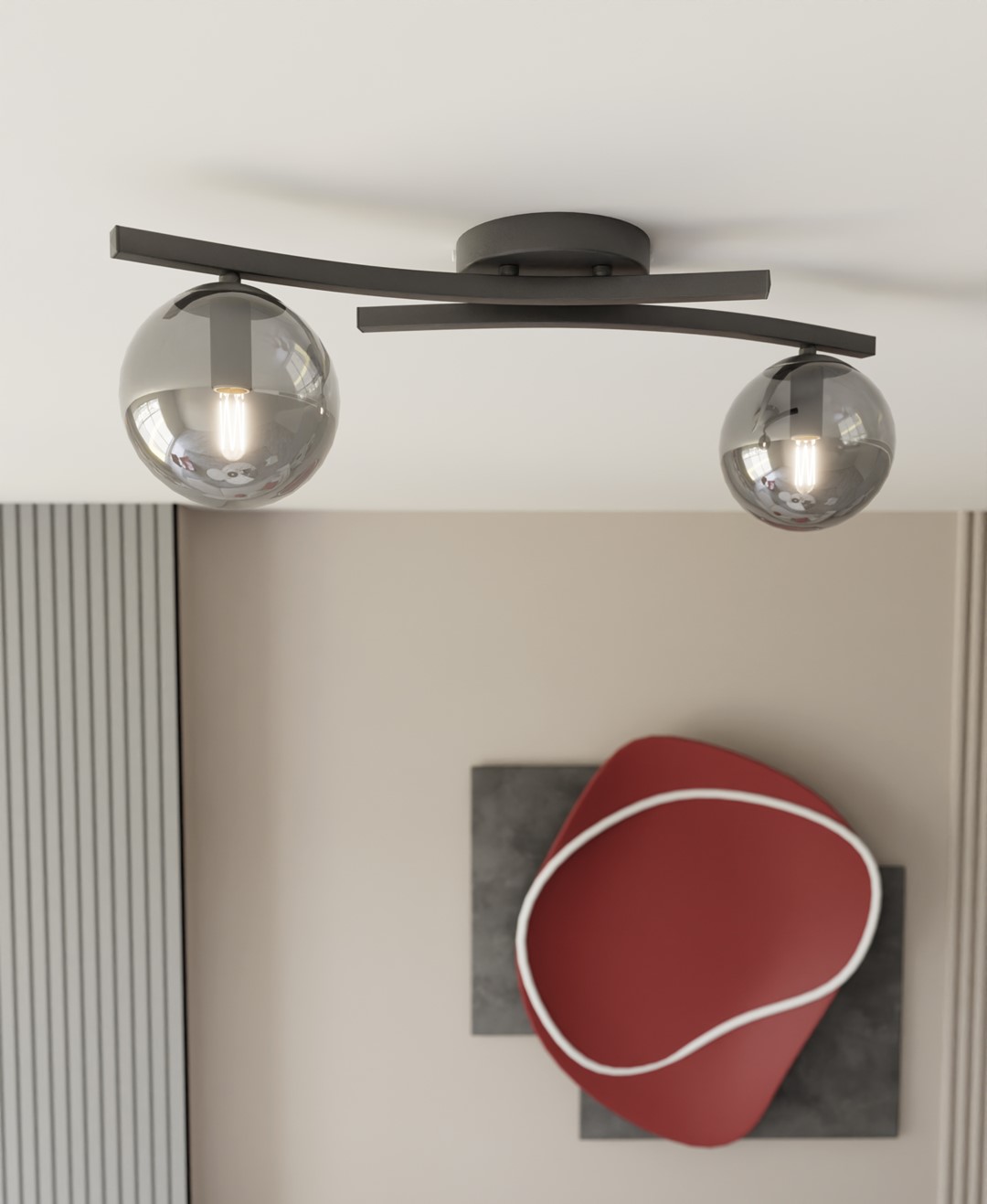 Emibig Stropna svjetiljka OPUS 230 V 10W MAX LED E14 Čelik/ Staklo Crna