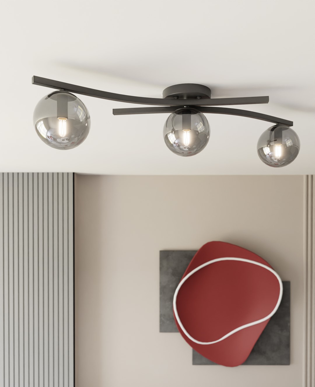 Emibig Stropna svjetiljka OPUS 230 V 10W MAX LED E14 Čelik/ Staklo Crna