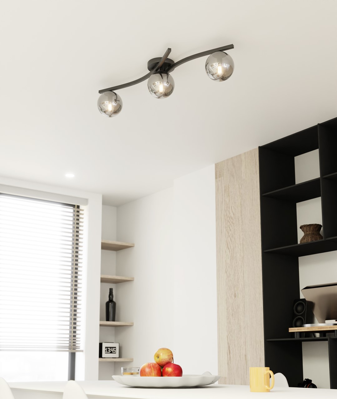 Emibig Stropna svjetiljka OPUS 230 V 10W MAX LED E14 Čelik/ Staklo Crna