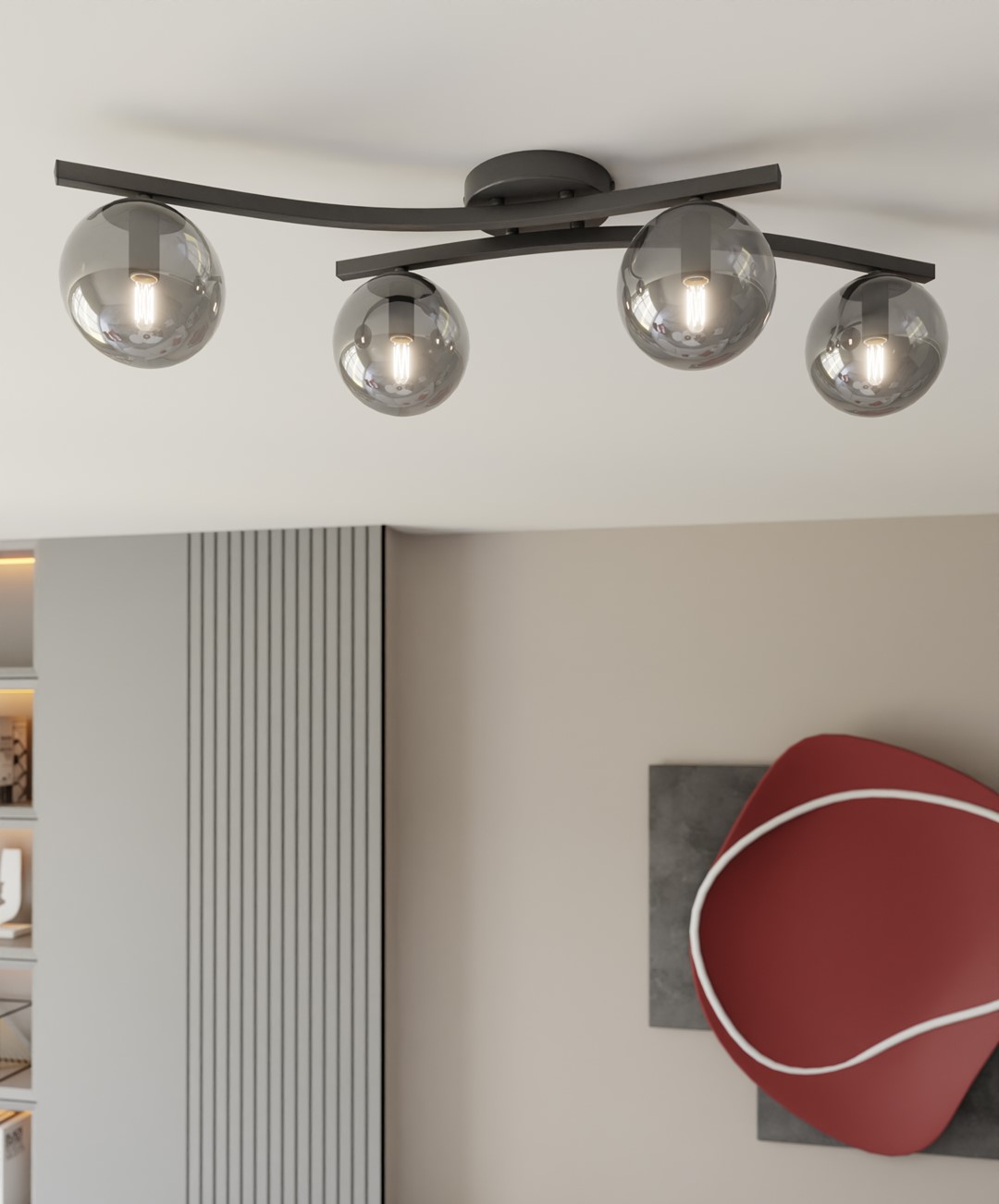 Emibig Stropna svjetiljka OPUS 230 V 10W MAX LED E14 Čelik/ Staklo Crna