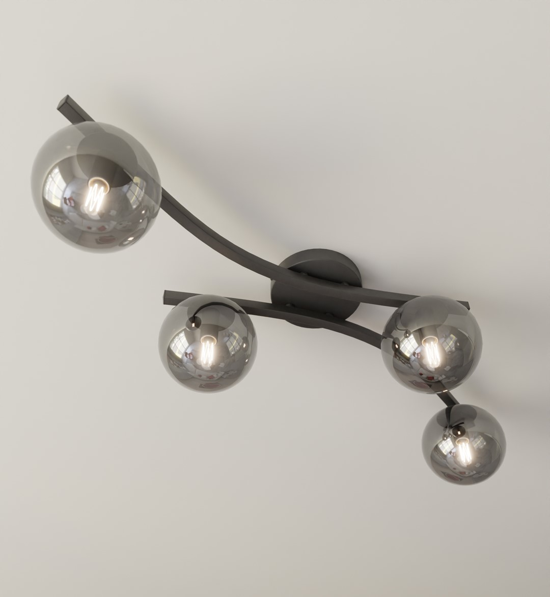 Emibig Stropna svjetiljka OPUS 230 V 10W MAX LED E14 Čelik/ Staklo Crna