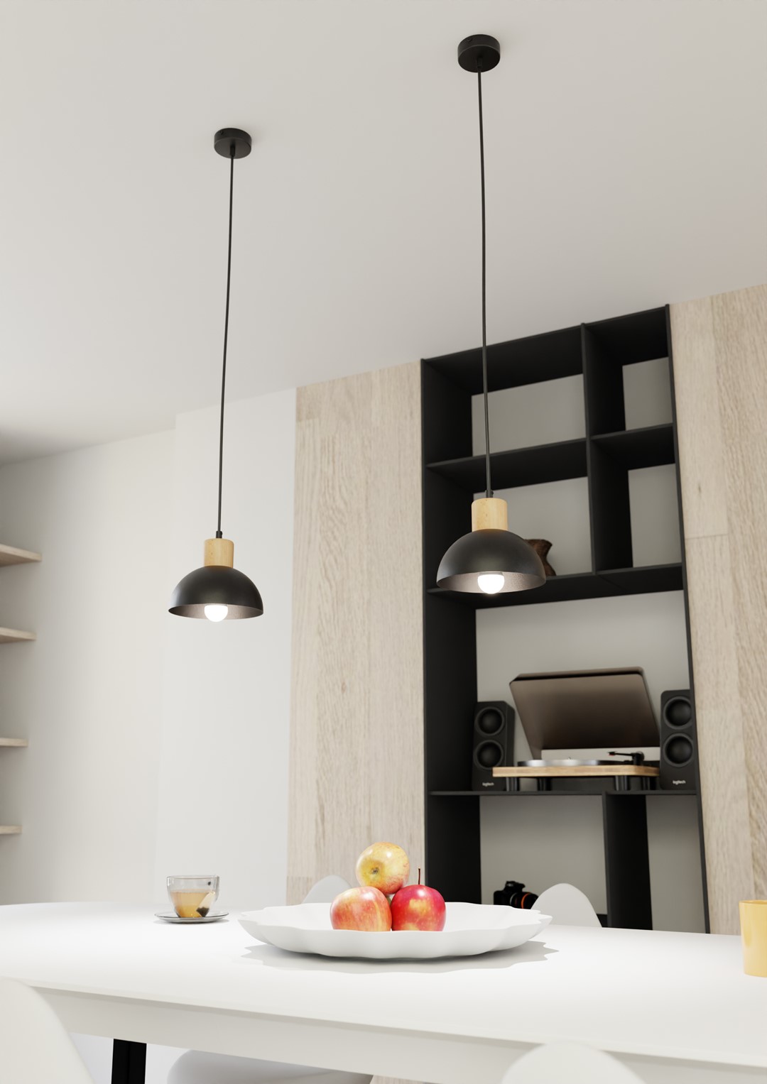 Emibig Stropna svjetiljka SECO 230 V 15W MAX LED E27 Čelik/ Drvo Crna