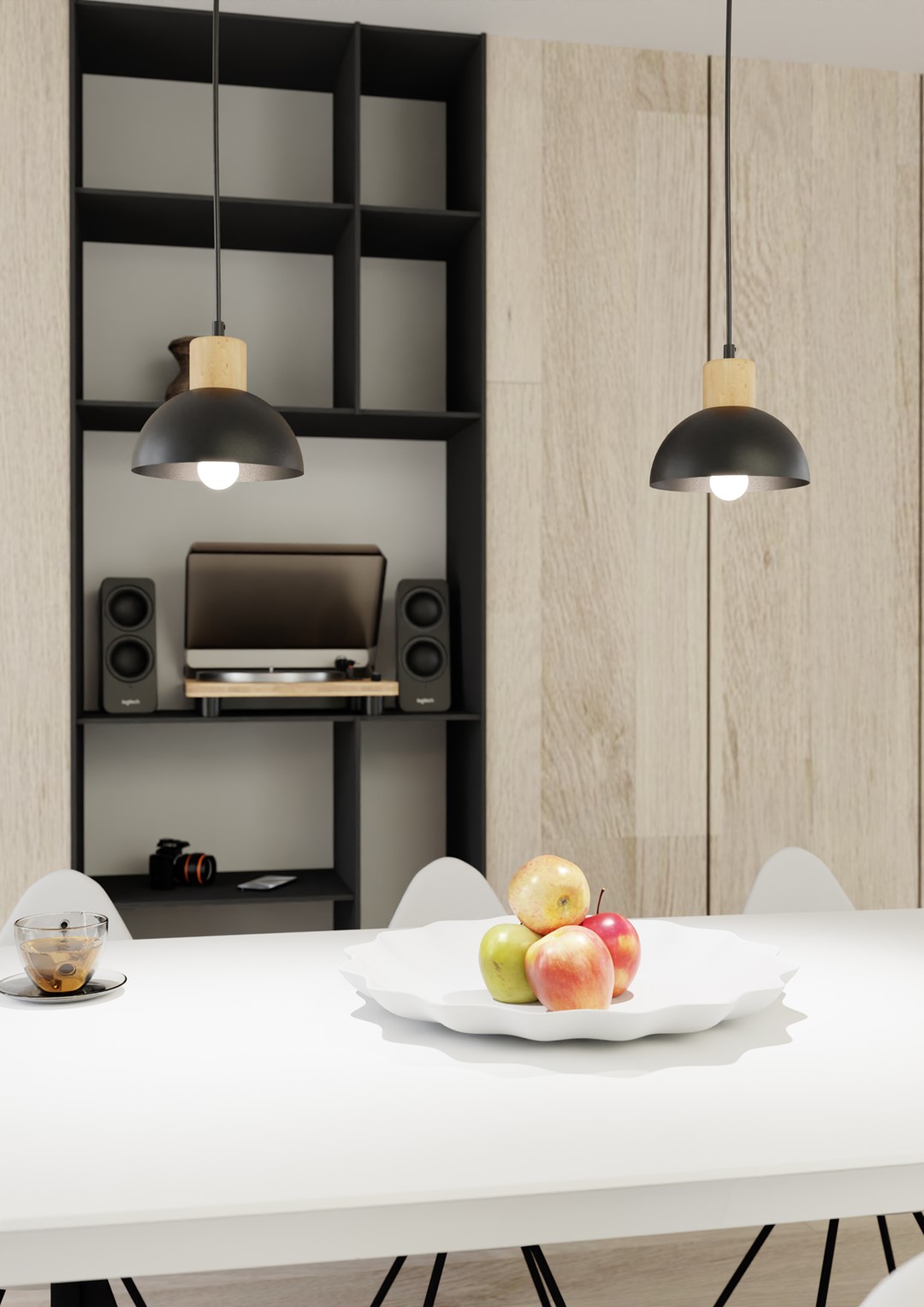 Emibig Stropna svjetiljka SECO 230 V 15W MAX LED E27 Čelik/ Drvo Crna