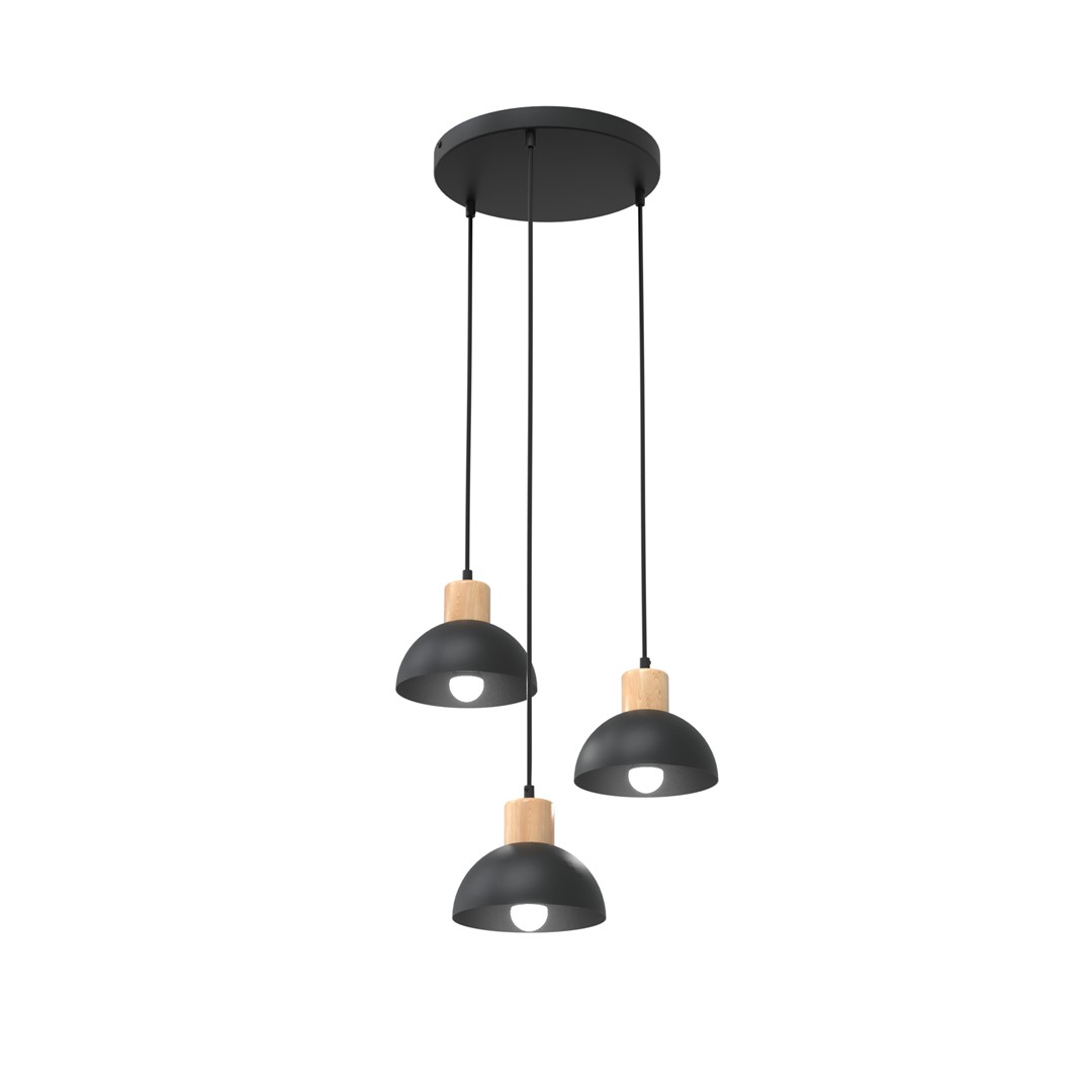 Emibig Stropna svjetiljka SECO 230 V 15W MAX LED E27 Čelik/ Drvo Crna