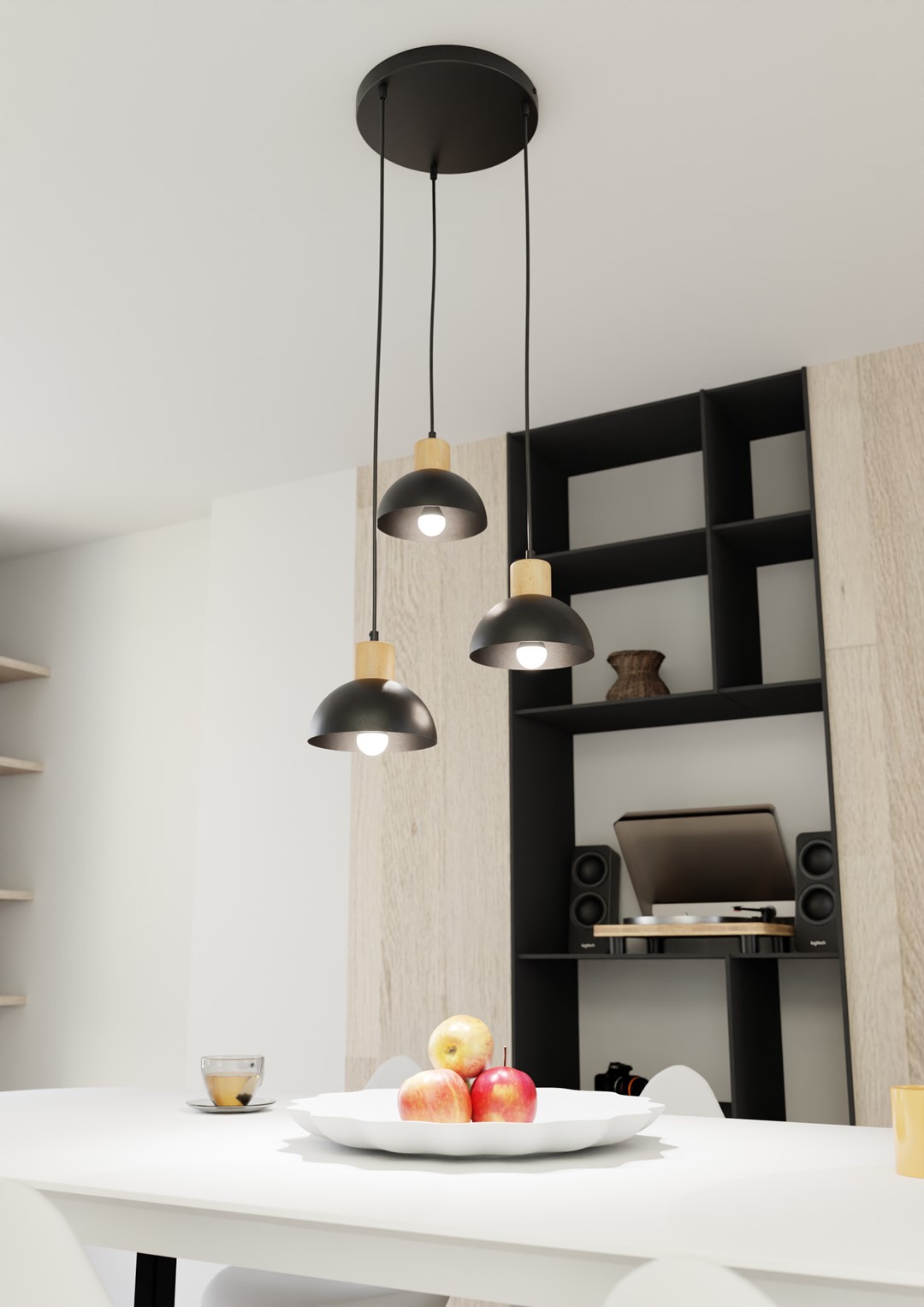 Emibig Stropna svjetiljka SECO 230 V 15W MAX LED E27 Čelik/ Drvo Crna