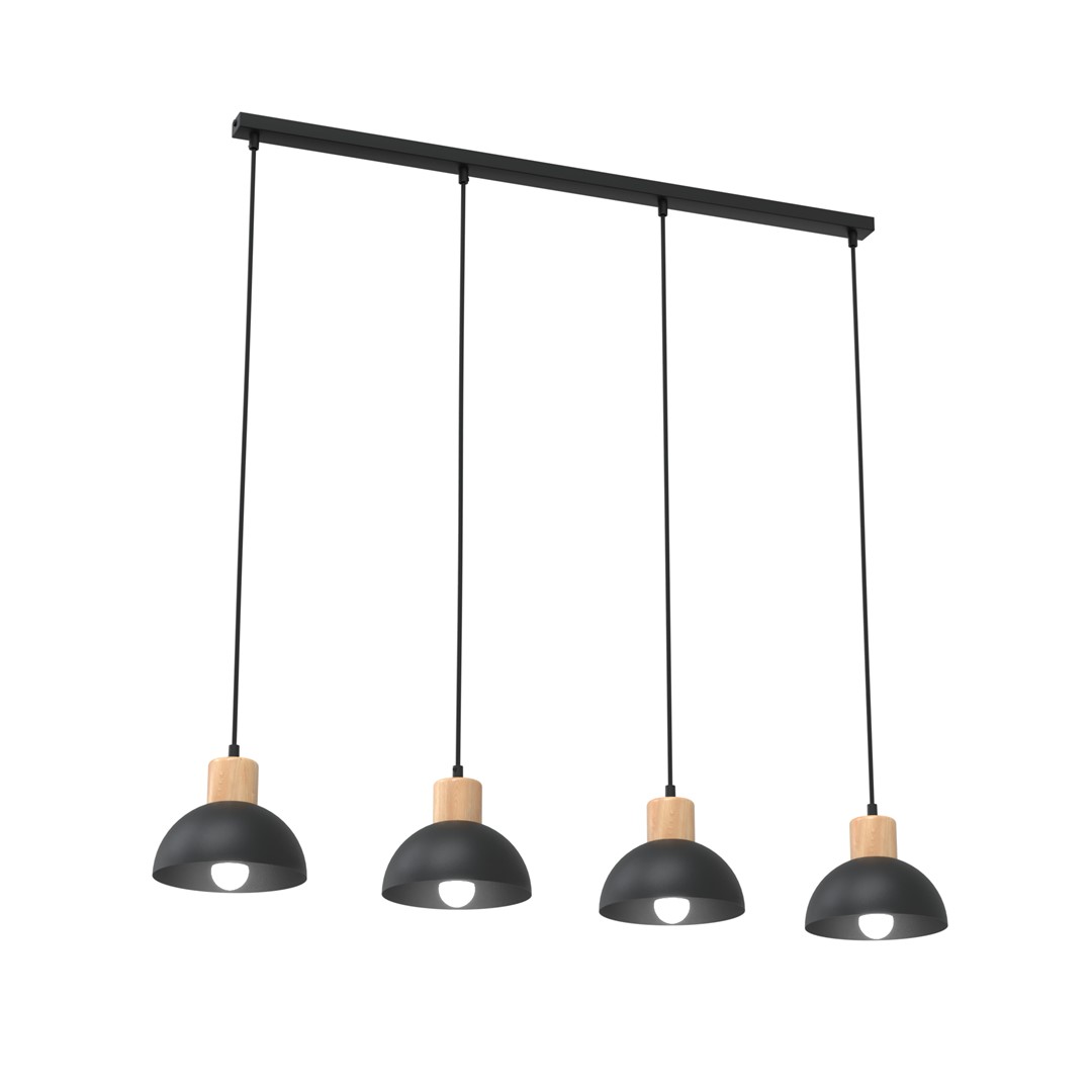 Emibig Stropna svjetiljka SECO 230 V 15W MAX LED E27 Čelik/ Drvo Crna