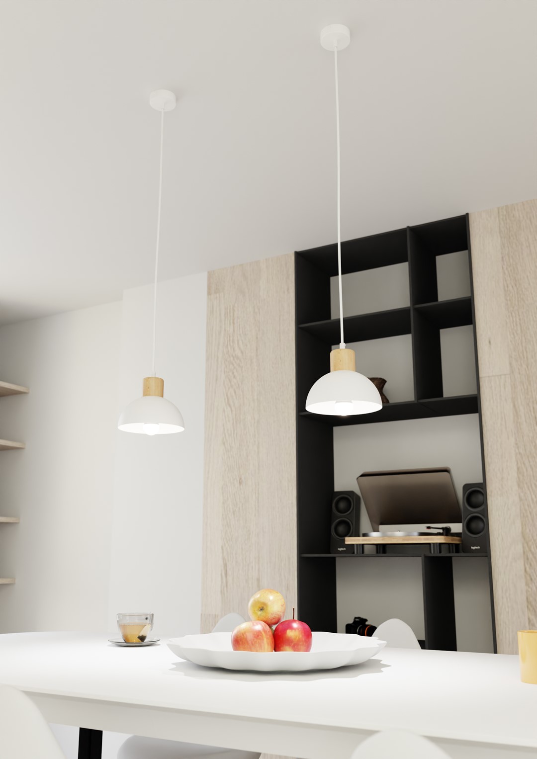 Emibig Stropna svjetiljka SECO 230 V 15W MAX LED E27 Čelik/ Drvo Bijela