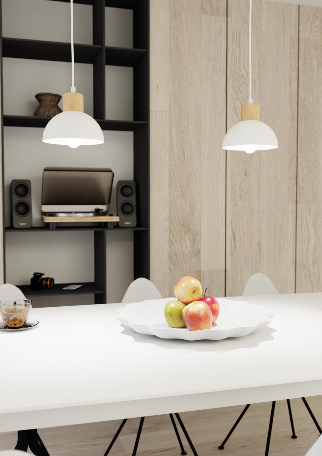 Emibig Stropna svjetiljka SECO 230 V 15W MAX LED E27 Čelik/ Drvo Bijela