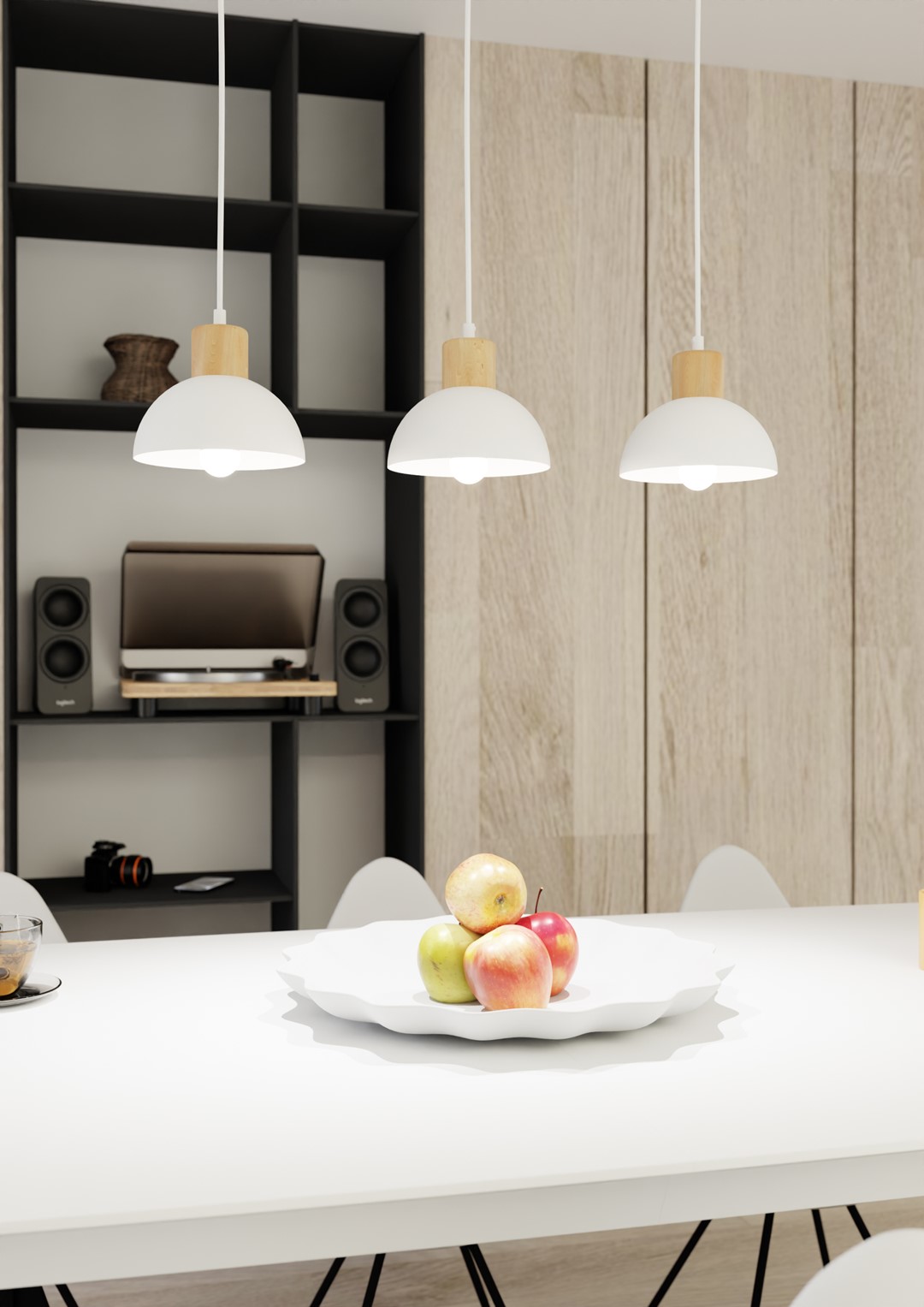 Emibig Stropna svjetiljka SECO 230 V 15W MAX LED E27 Čelik/ Drvo Bijela