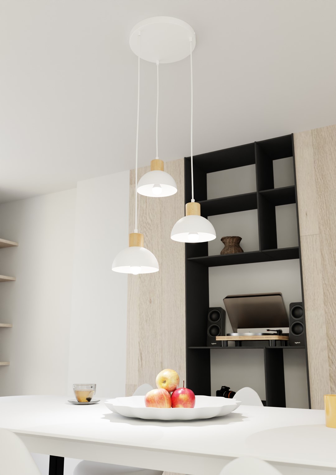 Emibig Stropna svjetiljka SECO 230 V 15W MAX LED E27 Čelik/ Drvo Bijela