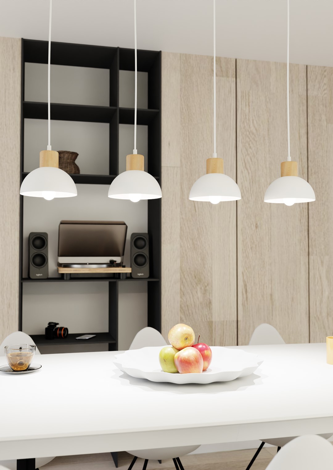 Emibig Stropna svjetiljka SECO 230 V 15W MAX LED E27 Čelik/ Drvo Bijela