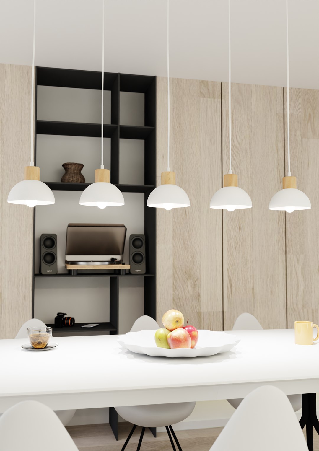 Emibig Stropna svjetiljka SECO 230 V 15W MAX LED E27 Čelik/ Drvo Bijela