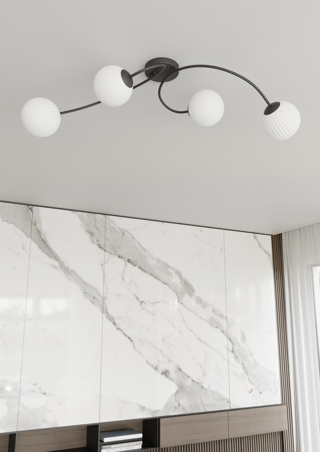 Emibig Stropna svjetiljka VIBRA 230 V 10W MAX LED E14 Čelik/ Staklo Crna
