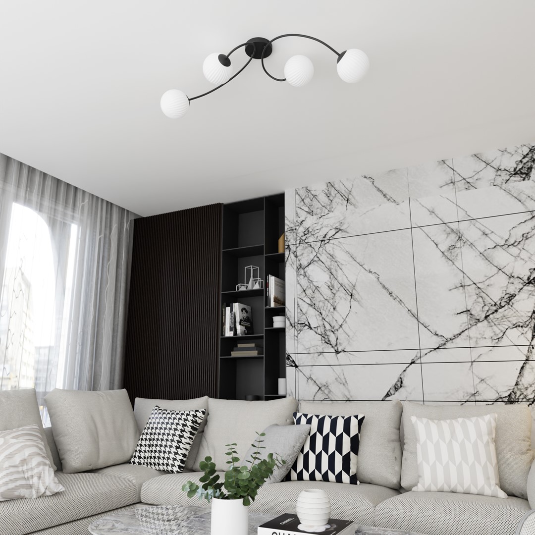 Emibig Stropna svjetiljka VIBRA 230 V 10W MAX LED E14 Čelik/ Staklo Crna