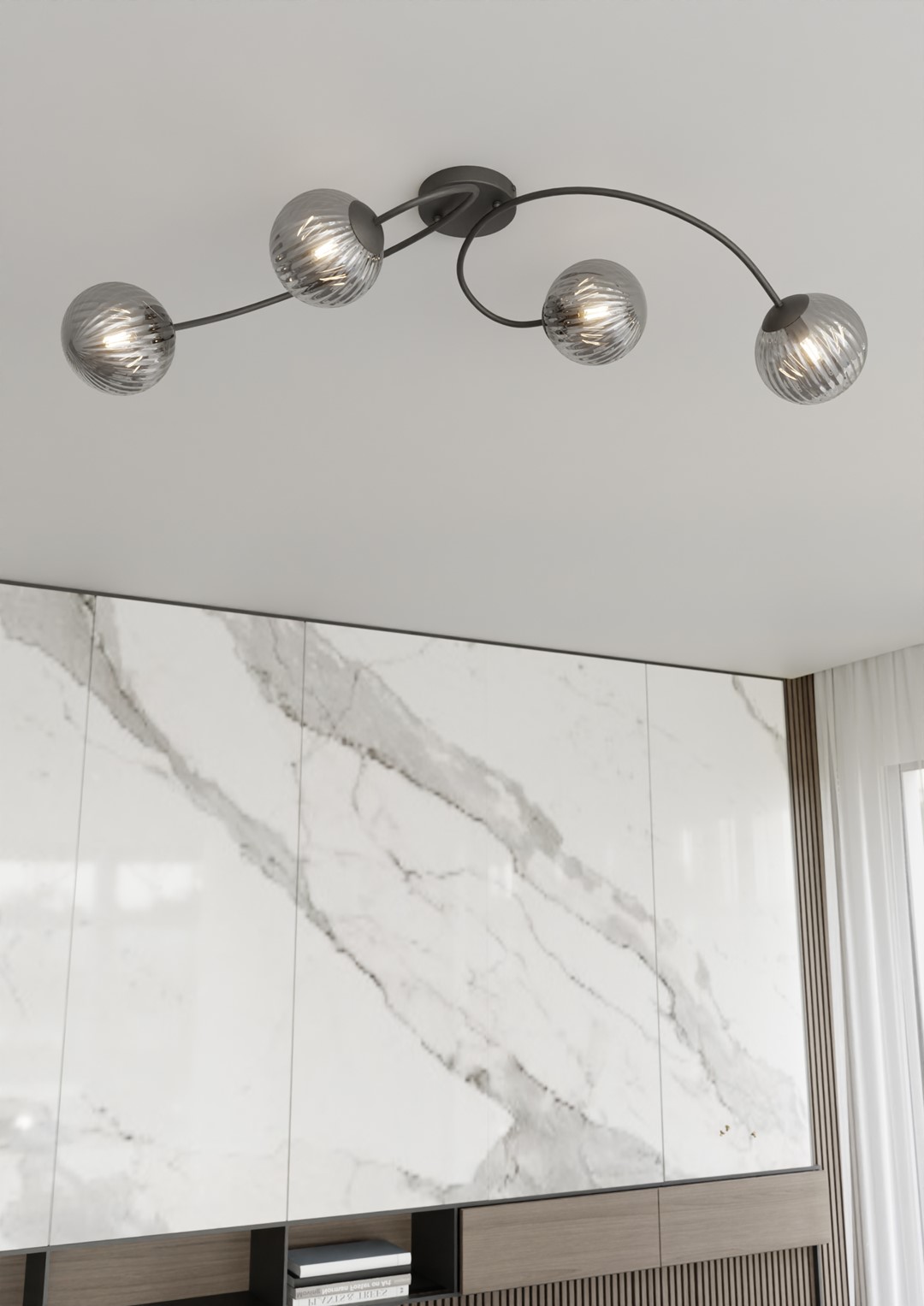 Emibig Stropna svjetiljka VIBRA 230 V 10W MAX LED E14 Čelik/ Staklo Crna