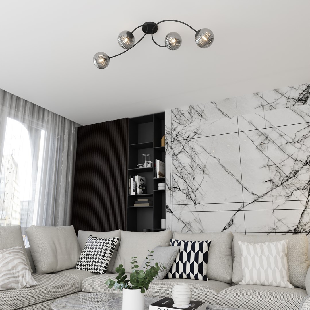 Emibig Stropna svjetiljka VIBRA 230 V 10W MAX LED E14 Čelik/ Staklo Crna