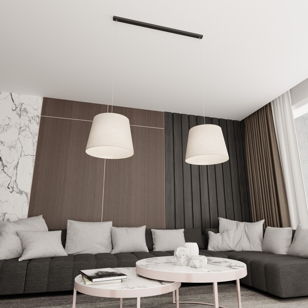 Emibig Visilica EPOCA 230 V 15W MAX LED E27 Čelik/ Tkanina Crna