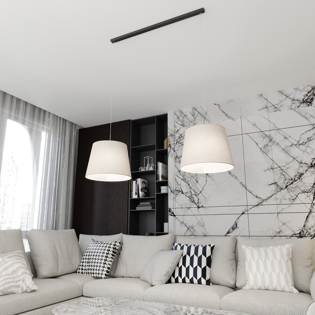 Emibig Visilica EPOCA 230 V 15W MAX LED E27 Čelik/ Tkanina Crna