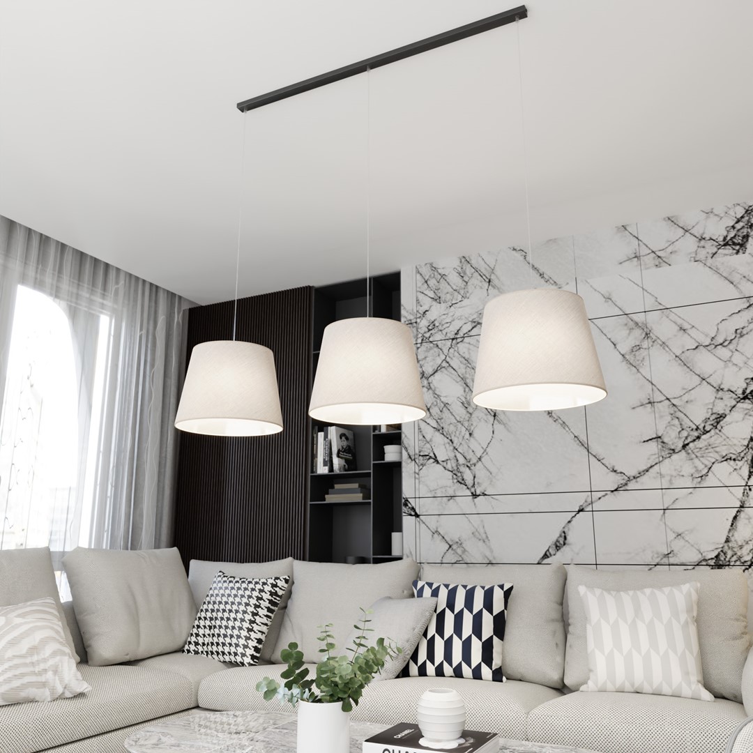 Emibig Visilica EPOCA 230 V 15W MAX LED E27 Čelik/ Tkanina Crna