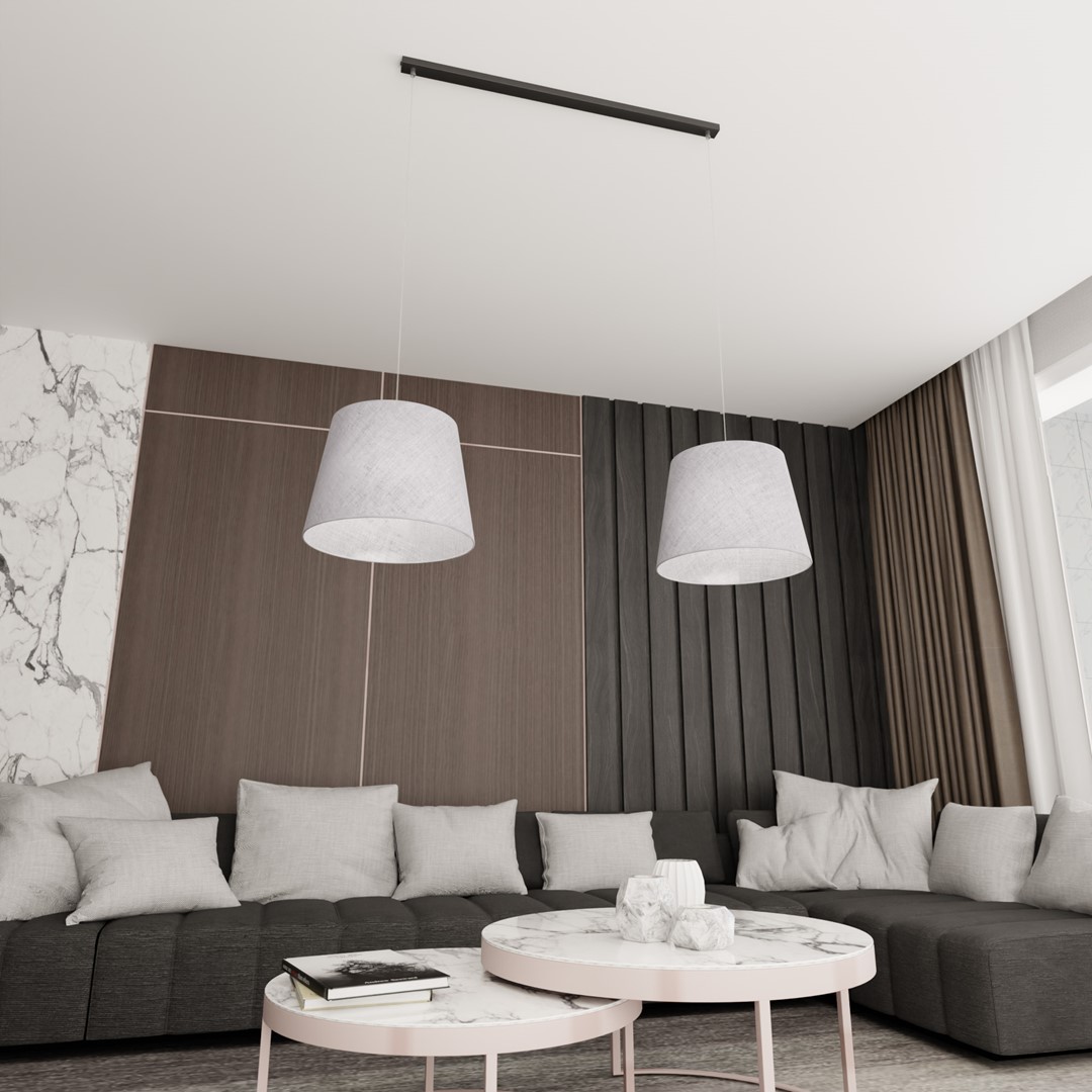 Emibig Visilica EPOCA 230 V 15W MAX LED E27 Čelik/ Tkanina Crna