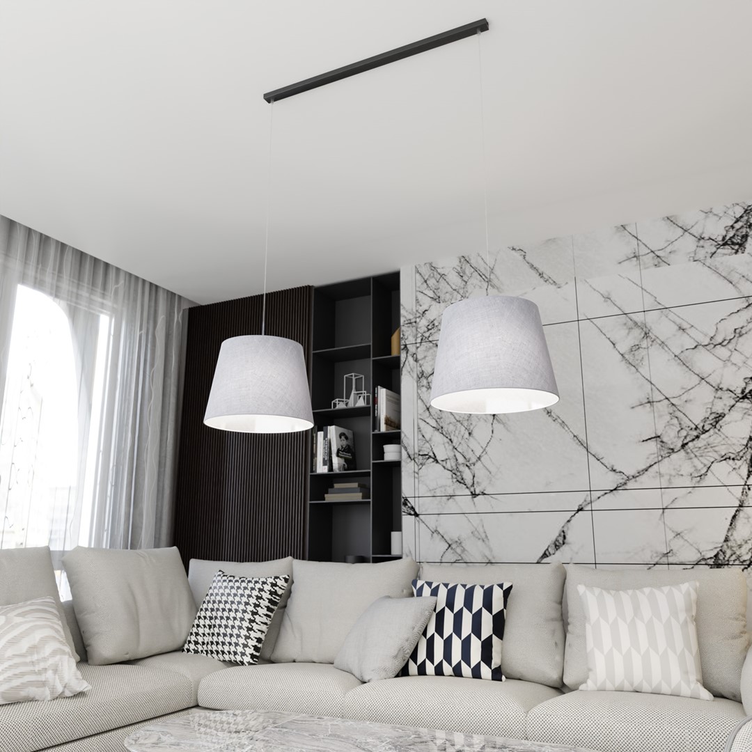 Emibig Visilica EPOCA 230 V 15W MAX LED E27 Čelik/ Tkanina Crna