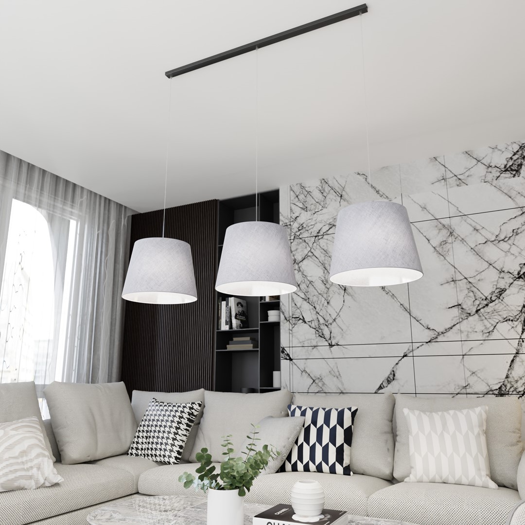 Emibig Visilica EPOCA 230 V 15W MAX LED E27 Čelik/ Tkanina Crna