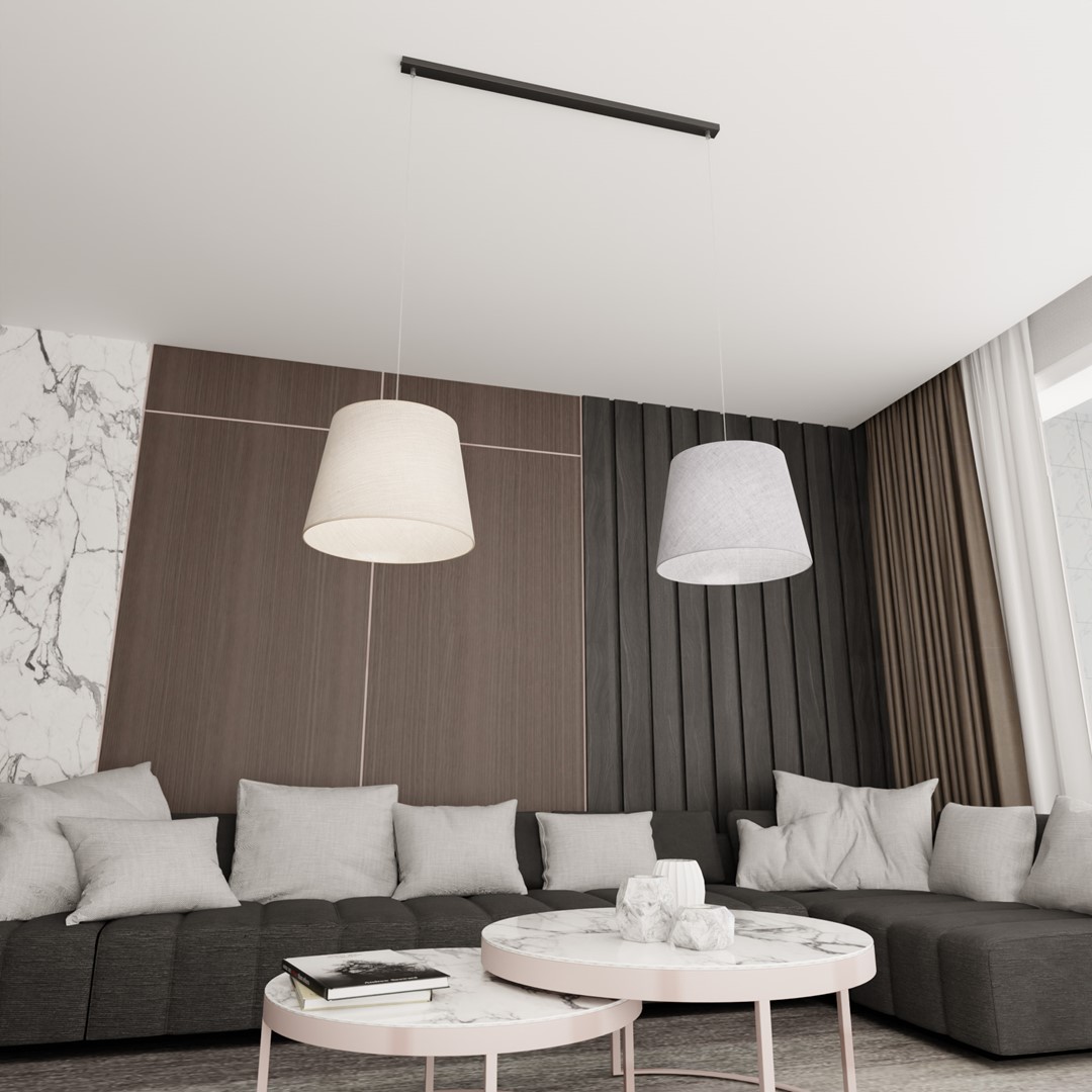 Emibig Visilica EPOCA 230 V 15W MAX LED E27 Čelik/ Tkanina Crna