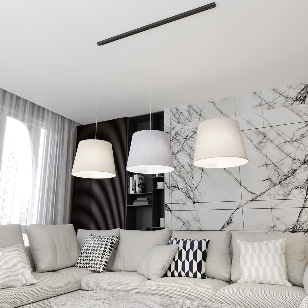 Emibig Visilica EPOCA 230 V 15W MAX LED E27 Čelik/ Tkanina Crna