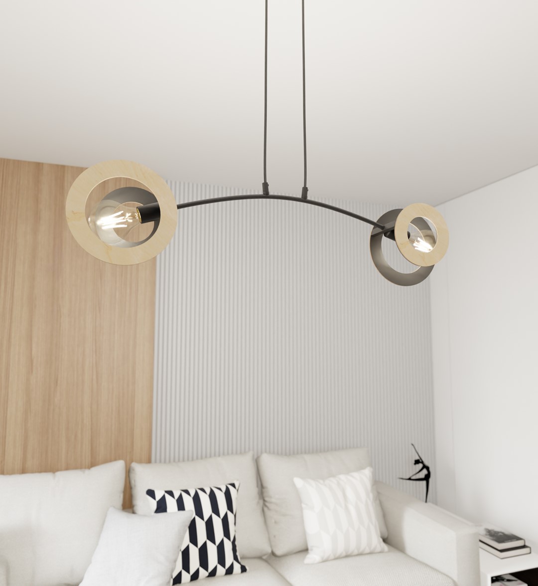 Emibig Visilica SKIVA 230 V 15W MAX LED E27 Čelik/ Drvo Crna