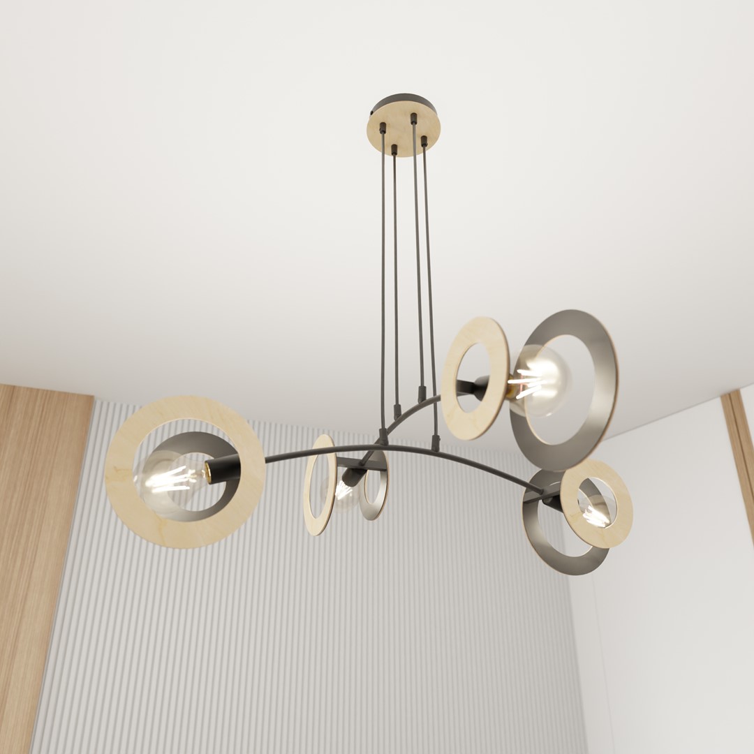 Emibig Visilica SKIVA 230 V 15W MAX LED E27 Čelik/ Drvo Crna