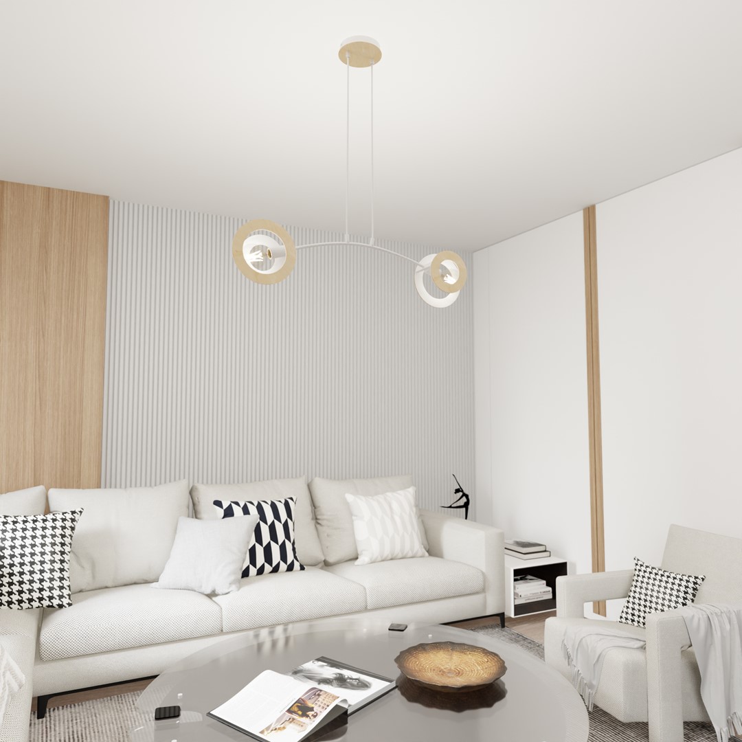 Emibig Visilica SKIVA 230 V 15W MAX LED E27 Čelik/ Drvo Bijela