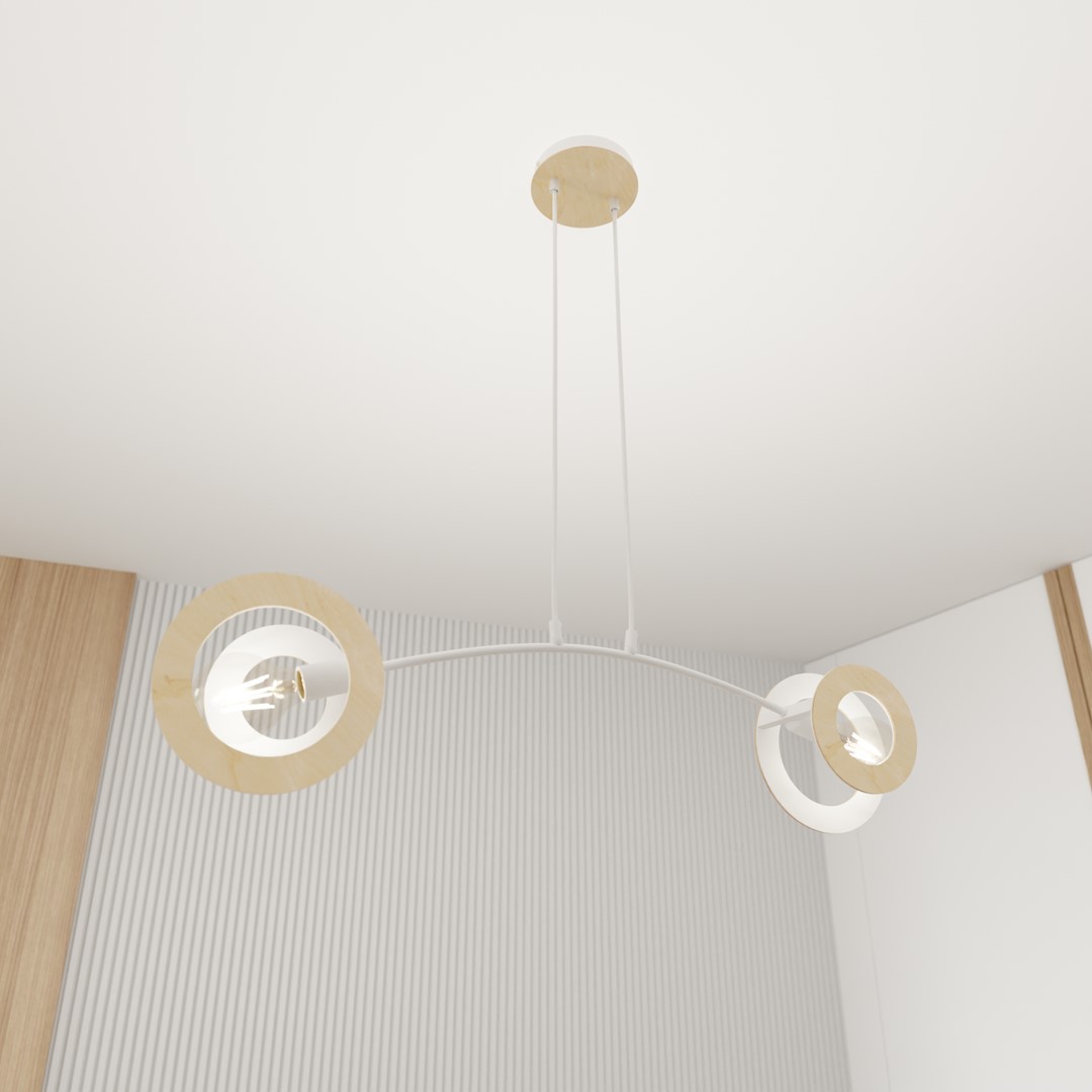 Emibig Visilica SKIVA 230 V 15W MAX LED E27 Čelik/ Drvo Bijela
