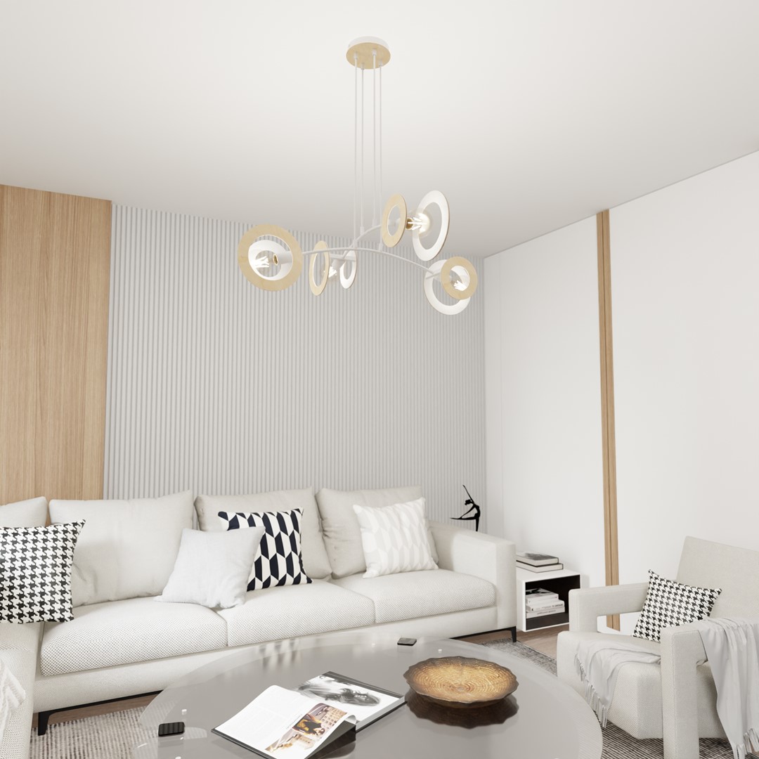 Emibig Visilica SKIVA 230 V 15W MAX LED E27 Čelik/ Drvo Bijela