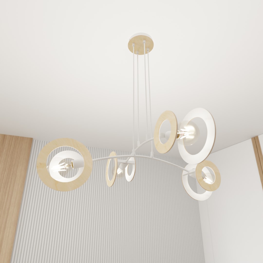 Emibig Visilica SKIVA 230 V 15W MAX LED E27 Čelik/ Drvo Bijela