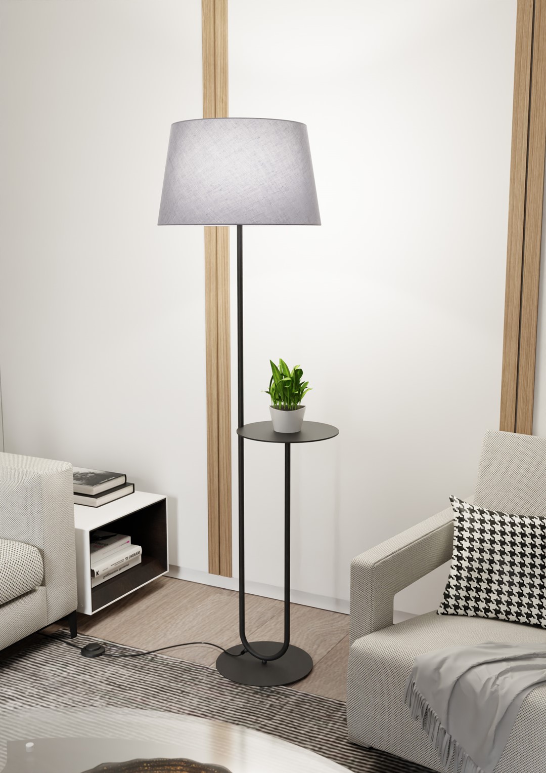Emibig Podna lampa HOTEL 230 V 15W MAX LED E27 Čelik/ Tkanina Crna