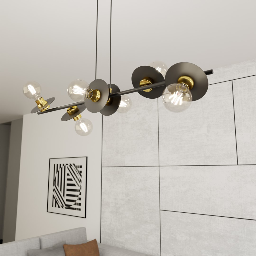 Emibig Visilica TOKEN 230 V 15W MAX LED E27 Čelik Crna/ Zlatna
