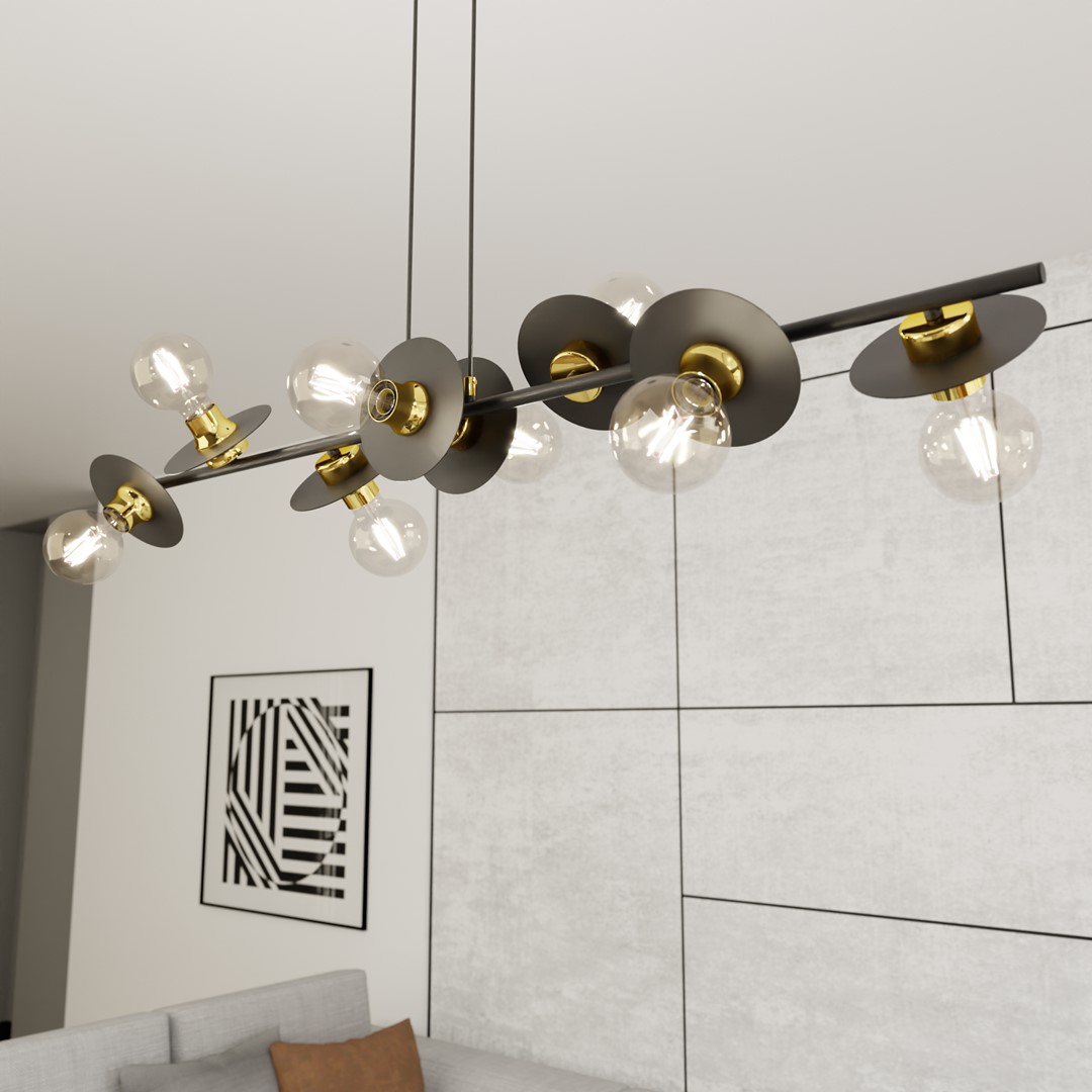 Emibig Visilica TOKEN 230 V 15W MAX LED E27 Čelik Crna/ Zlatna