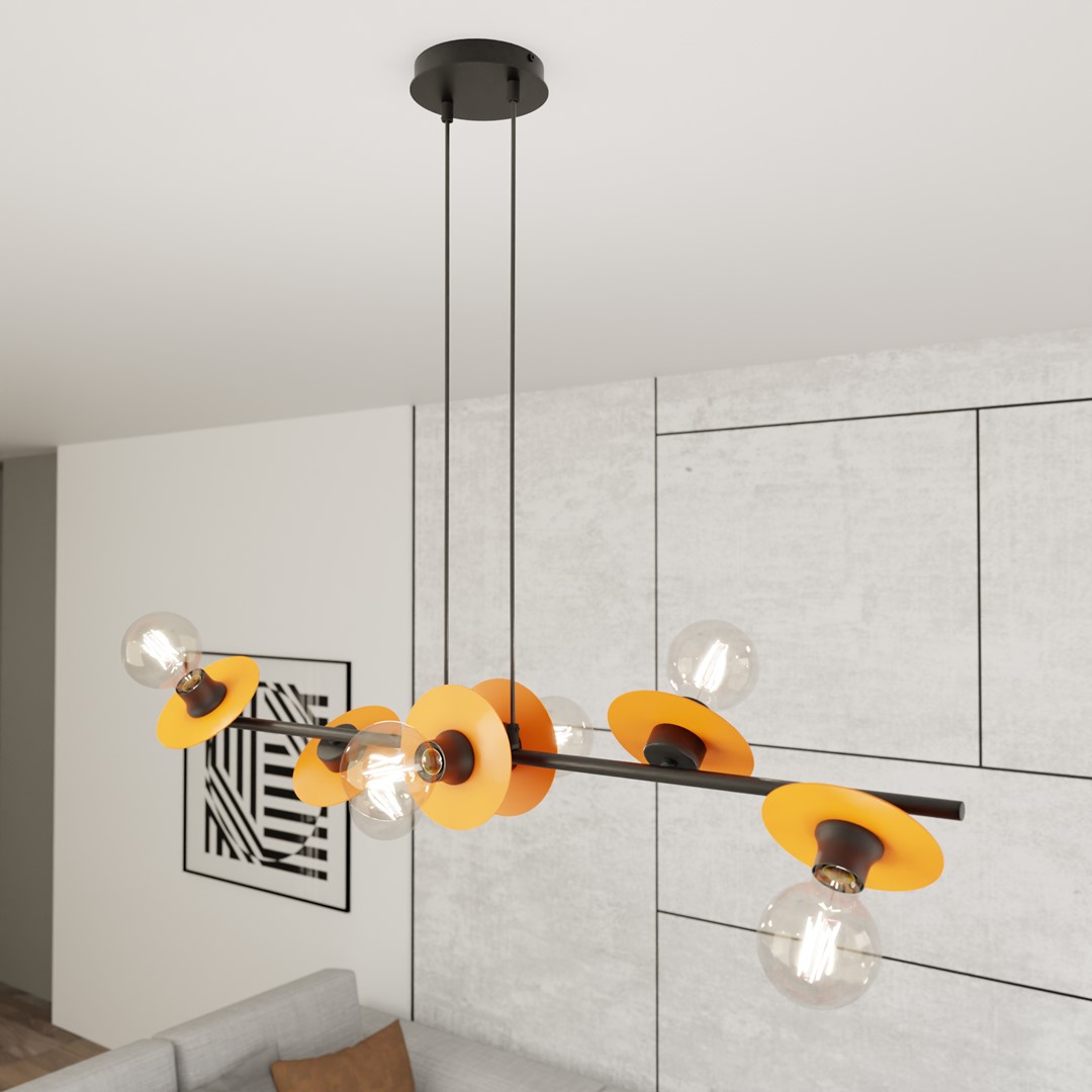 Emibig Visilica TOKEN 230 V 15W MAX LED E27 Čelik Crna/ Narančasta