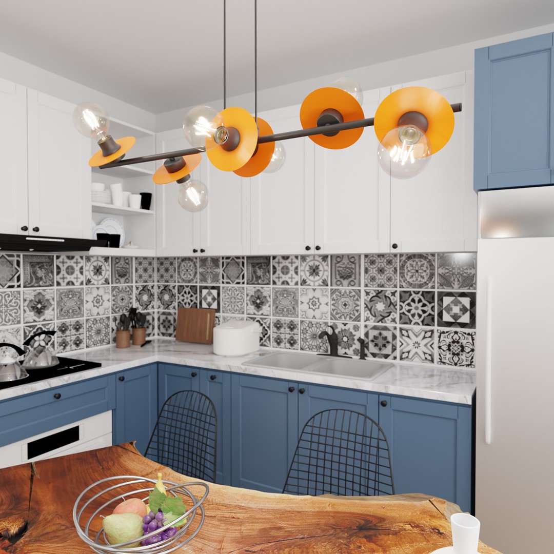 Emibig Visilica TOKEN 230 V 15W MAX LED E27 Čelik Crna/ Narančasta