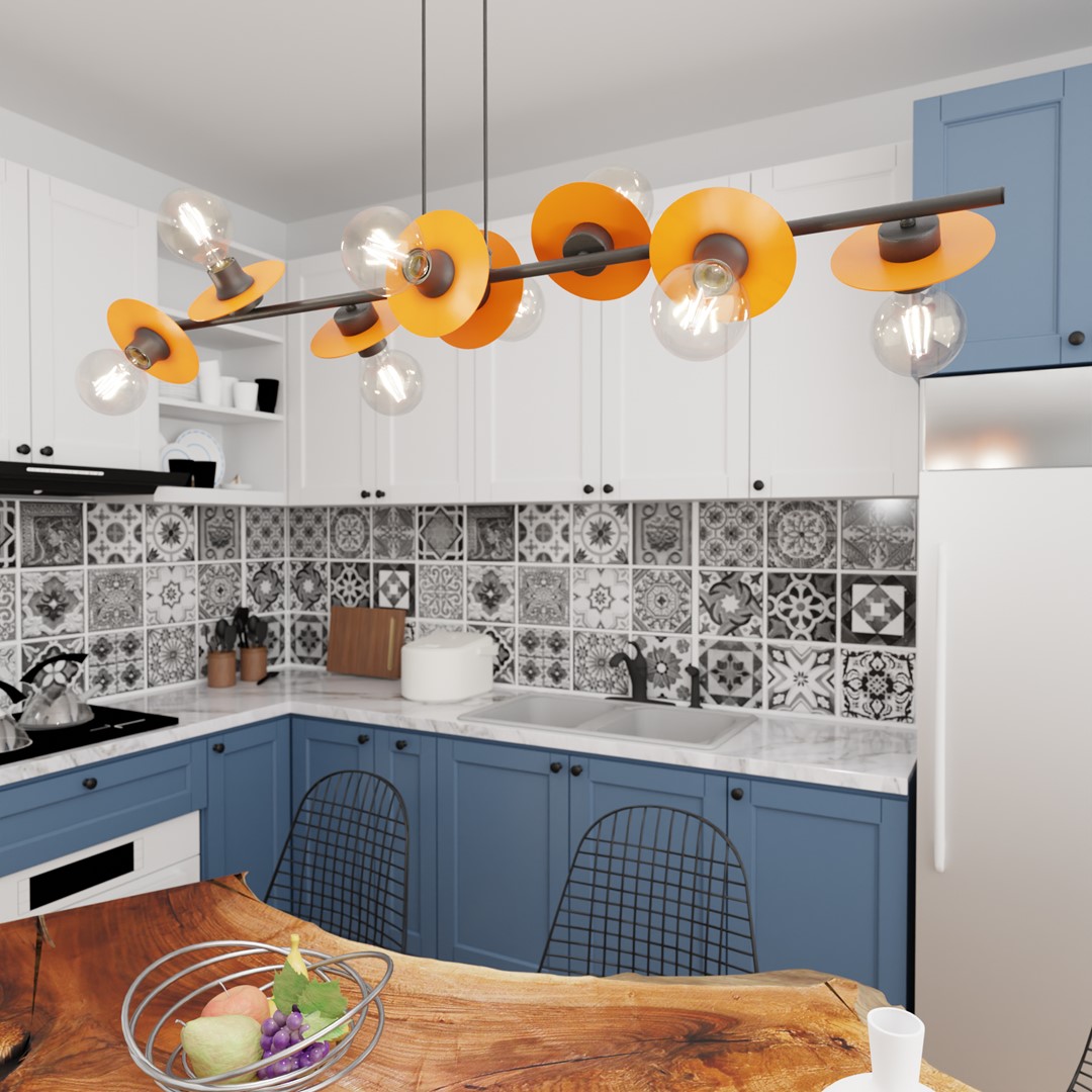 Emibig Visilica TOKEN 230 V 15W MAX LED E27 Čelik Crna/ Narančasta