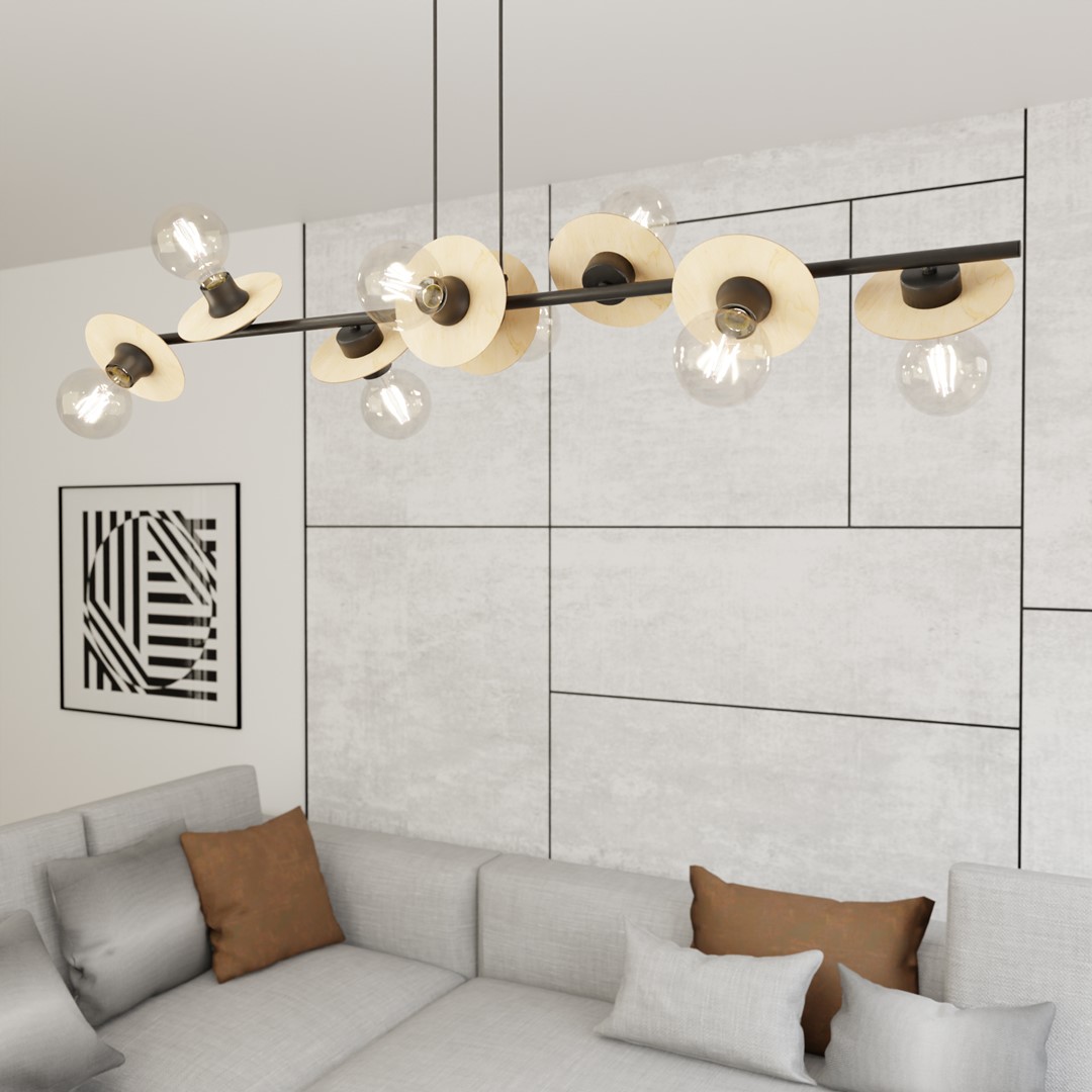 Emibig Visilica TOKEN 230 V 15W MAX LED E27 Čelik/ Drvo Crna