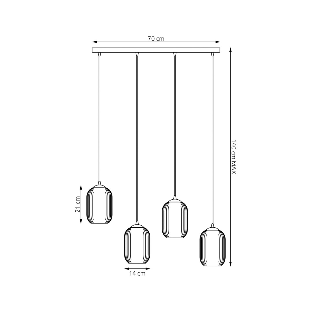 Emibig Visilica VERDI 230 V 15W MAX LED E27 Čelik/ Staklo Crna