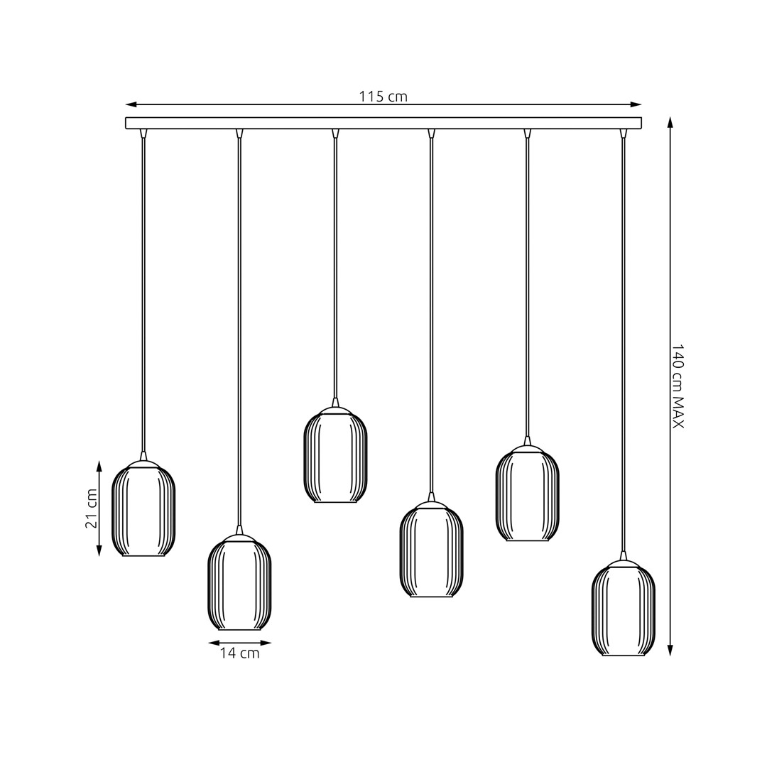 Emibig Visilica VERDI 230 V 15W MAX LED E27 Čelik/ Staklo Crna
