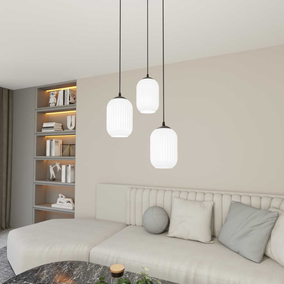 Emibig Visilica VERDI 230 V 15W MAX LED E27 Čelik/ Staklo Crna