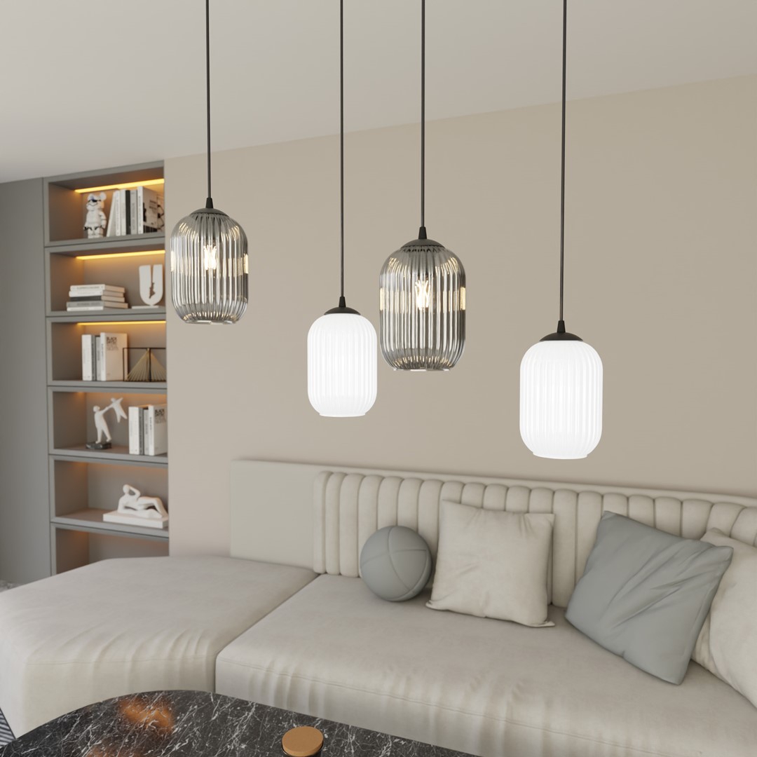 Emibig Visilica VERDI 230 V 15W MAX LED E27 Čelik/ Staklo Crna